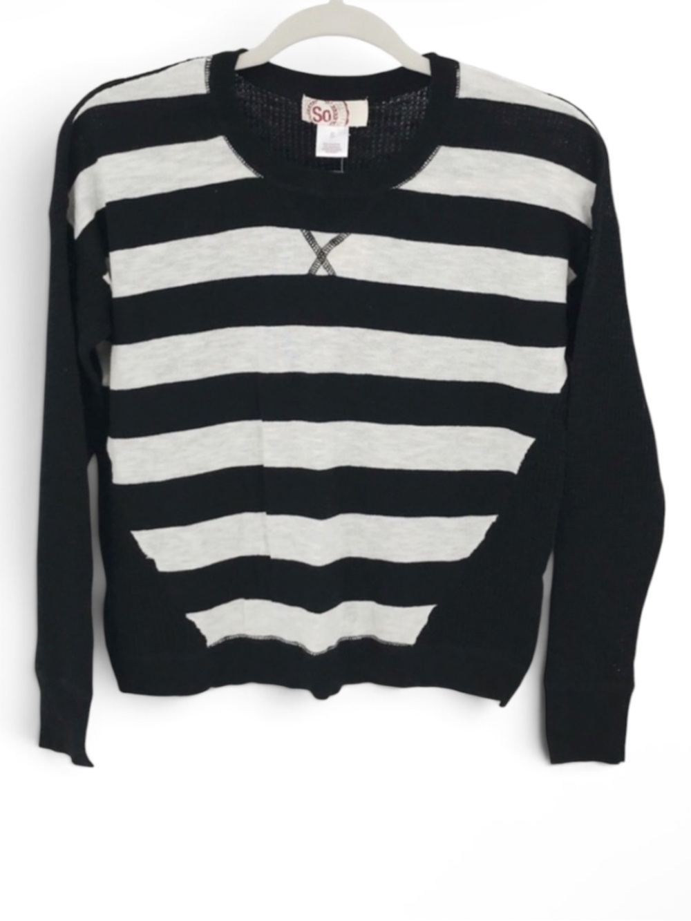 SO Striped Waffle Knit Sweater Top